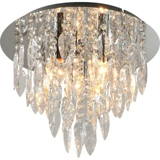 M2 OUTLET Mextronic: Moderner Kristall-Kronleuchter Chrom Ø38cm, klar mit Besätzen