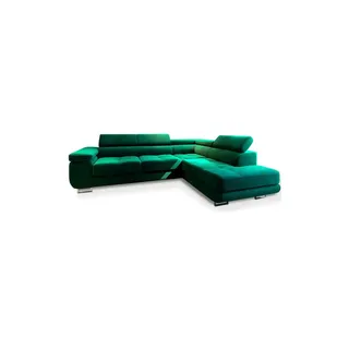 masseno Ecksofa SELVA R-S mit Schlaffunktion L-Form, Sofa mit Bettkasten, Wohnzimmersofa, Couch, Soffa, Bettsofa, Couchgarnitur- Grün, MONOLITH 37 - Grün