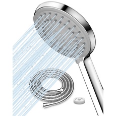 FASDUNT Duschkopf Wassersparend 【Wasserersparnis 49%】5 Strahlarten mit 2M Premium Schlauch aus Edelstahl & 9.5L/min Durchflussbegrenzer Hochdruck Duschbrause Wasserdrucks Erhöhung 200%