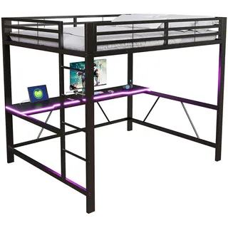 Komhtom Metallbett 160x200 cm mit Schreibtisch in Schwarz , Metall , Mode , 160x200 cm , Schlafzimmer, Betten, Metallbetten