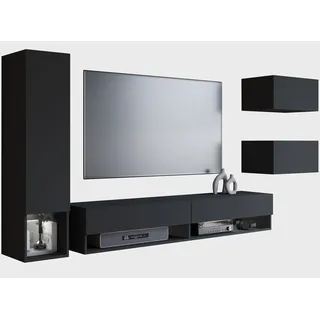 Home affaire Wohnwand "Amadeo" Set, 4 Stk. tlg., graphit schwarz matt