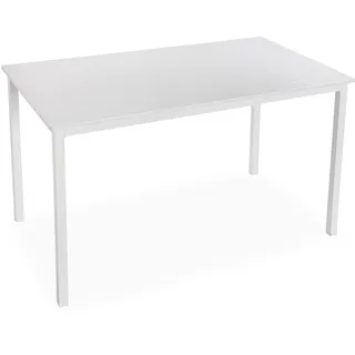 Versa Amaia Esstisch für Küche, Terrasse, Garten oder Esszimmer, Maßnahmen (H x L x B) 76 x 80 x 140 cm, Holz und Metall, Farbe: Weiß