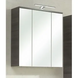 Badezimmer Spiegelschrank in Sangallo grau quer Gela IV 3-türig Soltau 65 x 72 cm Badschrank - Grau