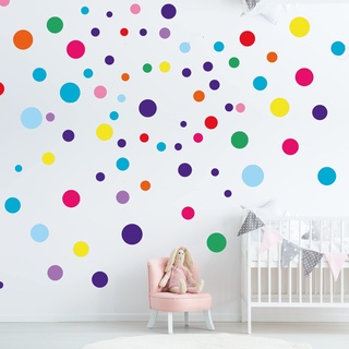 ELES VIDA - Wandtattoo Punkte fürs Kinderzimmer - 100 Wandsticker Set - Pastell Farben für Baby zum Kleben Wandaufkleber Sticker Dekoration - Wandfolie Dots Kreise Bunt Farben Farbenfroh für Kinder