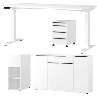 Germania Büromöbel-Set »Mailand« 4 Stk. tlg. inkl. Schreibtisch, Rollcontainer, Raumteiler und Sideboard, weiß