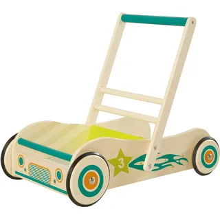 roba Lauflernwagen aus Holz, mit Bremse, bunt,