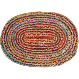 RAJRANG BRINGING RAJASTHAN TO YOU Chindi Rag Rug - 100% Baumwolle und Jute Multi Color handgewebte Rechteck Large Floor Wohnkultur Chindi Large Türmatte - 244x152 cm