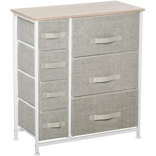Homcom Kommode, Sideboard, 7 Stoffschubladen, Metallgestell, 63,5x30x71cm, Hellgrau , 30x71x63.5 cm , Kleinmöbel, Kommoden, Kommoden