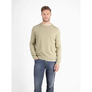 Strickpullover LERROS "Herren Strickpullover aus Baumwolle mit Crewneck Ausschnitt", Herren, Gr. S, beige (tender beige melange), 100% Baumwolle, Pullover Strickpullover, Weicher Strick-Pullover, Rundhalsausschnitt, lange Ärmel, pflegeleicht