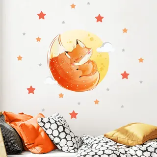 Ambiance Sticker Wanddeko Kinder - Traumfuchs - Wandaufkleber Kinderzimmer | H 30 x L 40 cm
