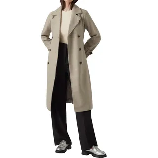 VERO MODA Damen Mantel VMFortunevega Long Trenchcoat langer Winter Wollmantel 10289870 Silver Mink Melange L