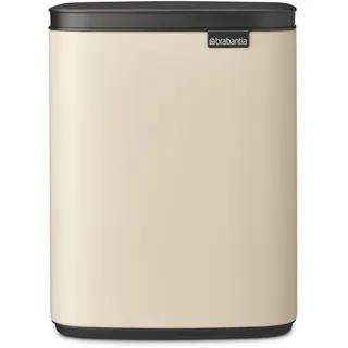 Brabantia Bo Abfalleimer 7 l | Kompakter rechteckiger Mülleimer mit Softclose-Deckel und herausnehmbarem Inneneimer | Wandmontage oder frei stehendes Design für Bad, Küche oder Büro | Soft Beige
