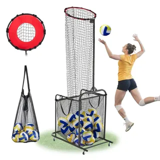 Vevor Volleyball Trainingsnetz, winkel- und höhenverstellbarer Volleyballtrainer, tragbares Übungsnetz mit Wagen & Rädern & Tragetasche, professionelles Aufschlag & Schmettertraining