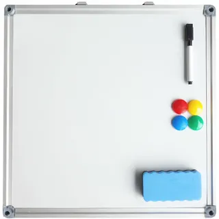 Whiteboard Magnettafel Memoboard, 40 x 40cm, inkl. 4 Magnete, weiß mit Alurahmen