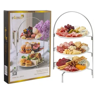 eGenuss Etagere 3 Etagen Serviergestell 3-stöckig platzsparend für 20–28 cm Teller