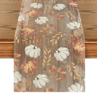 Artoid Mode Planken Braun Kürbisse Pflanzen Herbst Tischläufer 40x140 cm