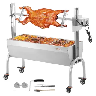 Drehspieß - Rotisserie - Braten-Spieß - Grillspieß für Barbecue - 46 Zoll - Edelstahl - 52W Motor