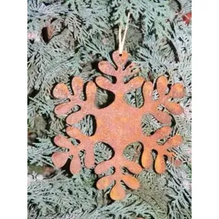 Rostikal 2er Deko Set Schneeflocken Weihnachsdeko Rost Hängedeko Edelrost Zimmer Deko Fensterdeko - Silber