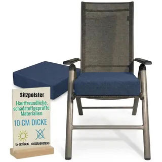 Pillows24 - Ergonomisches Sitzkissen Outdoor - 2x [ 40x40x10 cm ] in Blau - Waschbar Sitzerhöhung mit Reißverschluss für Gartenmöbel Stuhl - Blau