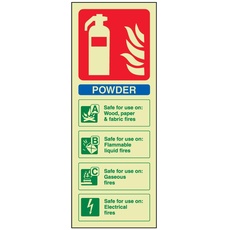 VSafety Warnschild für Feuerlöscher, leuchtet im Dunkeln, 75 mm x 200 mm, Hartkunststoff