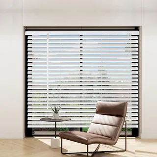 Taplzmg Aluminium Jalousie 100 x 130 cm, mit Klemmträgern, Jalousie ohne Bohren, Sichtschutz, Sonnenschutz, Aluminium Jalousie für Fenster und Türen, Weiße.