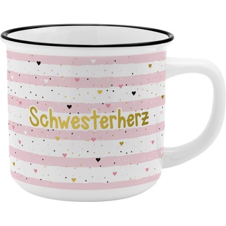 GRUSS & CO Becher "Schwesterherz" New Bone China Porzellan, 35 cl | Geschenk Schwester | 46978