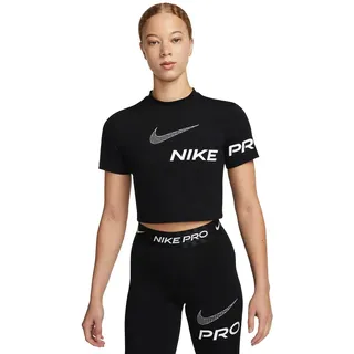 Nike Damen Np Df Grx Ss Crop Top T-Shirt, Schwarz/Weiß, L