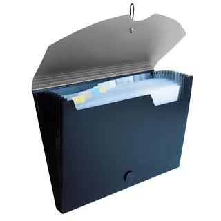 IDENA 10078 - Fächermappe DIN A4, PP, 12 Fächer, grau/schwarz, 1 Stück
