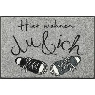wash+dry by Kleen-Tex Fußmatte »Hier wohnen...« rechteckig, bunt