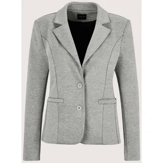 Jackenblazer MADELEINE "Blazer Jersey-Blazer in modischer Kurzform", Damen, Gr. 42, grau (graphit, melange), Obermaterial: 77% Polyester PES. 15% Viskose CV. 8% Elasthan EL., Modern, tailliert, Blazer Jackenblazer, Jersey Blazr, Koffertauglich