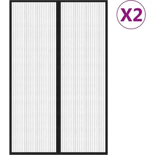 vidaXL Fliegengitter-Türvorhänge 2 Stk. Magnet Schwarz 220x130 cm - Schwarz