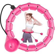 LEAFIA Smart Fitness Reifen, Hula Hoop Gewichtsverlust, mit Massage Noppen und 24 Abnehmbarer Einstellbar Breit Bewegliche Reifens, für Kinder Erwachsene Anfänger Abnehmen Segmente Training (Rosa)