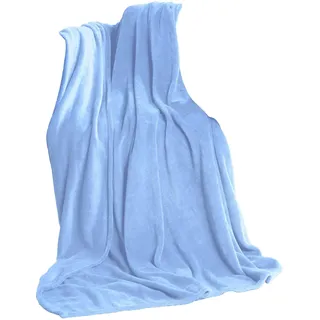 CELINATEX Flauschige Kuscheldecke 150 x 200 cm hell blau Decke Sofa Wohndecke weich Soft Mikrofaser Fleece Oeko-TEX TV-Decke