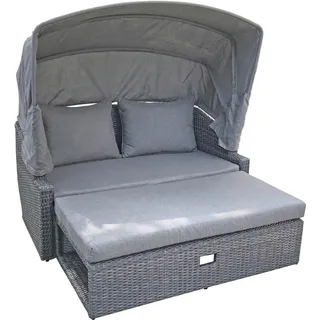 Gardenson Loungesofa , Grau, Dunkelgrau , Metall, Kunststoff, Textil , Füllung: Polyester,Polyester , 144x74x146 cm , große Liegefläche, verstellbares Dach, wetterbeständig, UV-beständig, regenabweisend, geeignet für Balkon , Gartenmöbel, Loungemöbel, Gartensofas & Loungesofas