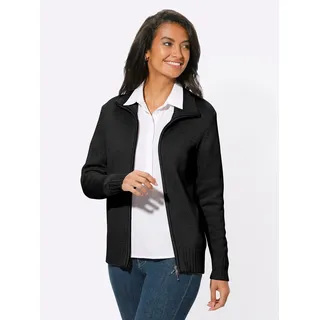 Strickjacke CASUAL LOOKS, Damen, Gr. 38, schwarz, 50% Baumwolle, 50% Polyacryl, unifarben, figurumspielend, Strickjacken Strickjacke