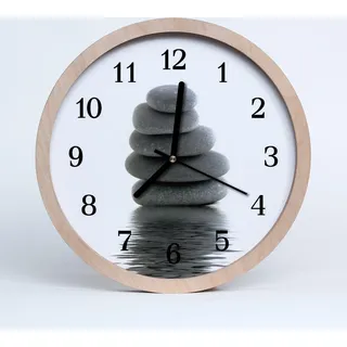 Holzuhr 30fi cm wanduhr - Steine - Blau