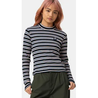 Langarmshirt SANTA CRUZ "OPUS DOT MOCK NECK LS TOP", Damen, Gr. 10(M), bunt (multi stripe), Obermaterial: 93% Baumwolle, 7% Elasthan, Shirts Langarmshirt