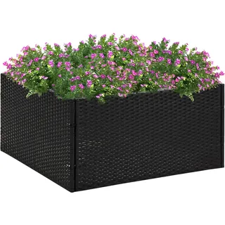 Pflanzkübel Schwarz 80x80x40 cm Poly Rattan , Gabionen Design 2024 - Schwarz