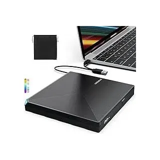Externes DVD Laufwerk, USB 3.0 Typ C CD DVD +/-RW Externer DVD Brenner, Ultra-Slim Externes CD Laufwerk für Laptop Desktop PC iMac MacBook Pro/Air Windows 11/10/8/7/XP/Vista Linux Mac OS