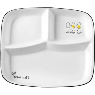 Servierteller aus Porzellan – Salatteller und Snackteller mit 3 Fächern – Keramikteller für die Portionskontrolle