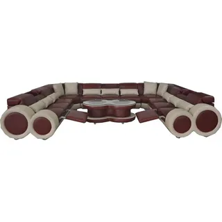 Ledersofa Couch Wohnlandschaft Garnitur Design Modern Ecke Sofa U-Form + G8035B - Braun