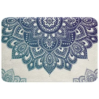 Loussiesd Boho Paisley Badematte 50x80cm Mandala rutschfest Badezimmerteppich Bohemien Blumen Zottelig Saugfähiger Badteppiche Exotisch Blumes Weich Lauschig Badvorleger für Wohnzimmer