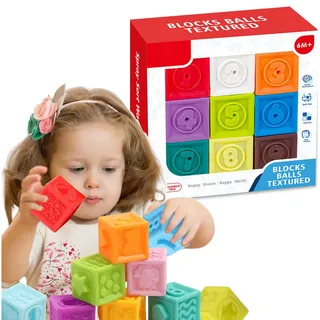 Sensorische Stapelwürfel, Softwürfel, Bauklötze für Babys, Montessori-Spielzeug