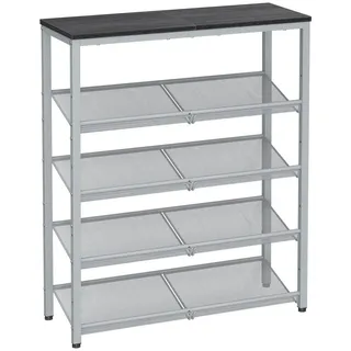 VASAGLE Schuhregal 75 x 93 x 28 cm grau/schwarz/silber offen