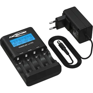 Ansmann Akku Ladegerät Powerline 4.2 Pro - Ladegerät für AA Akkus, LCD Display, Individuelle Ladeschächte, Sicherheitsschutz