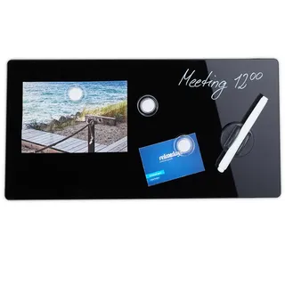 Relaxdays Magnettafel , Schwarz , Glas, Metall , 40x20x0.4 cm , Bilder & Rahmen, Pinnwände & Magnettafeln