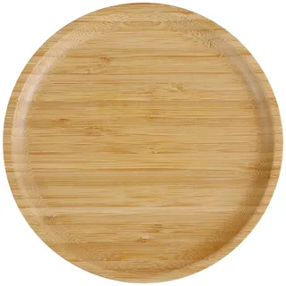 Pandoo Wiederverwendbare Bambusteller | 100% Bambus | Runde Holzteller, Bamboo Plates, Bambus Deko, Speiseteller, Geschirrset | Mehrweg Set 4 x 20 cm