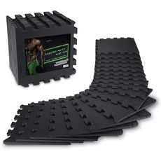 AthleticPro Bodenschutzmatte Fitness [31x31cm] - 18 extra dicke Bodenmatten [20% mehr Schutz] - Rutschfeste Schutzmatten für Fitnessraum&Fitnessgerät