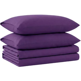 Tribeca Living Queen-Bettlaken-Set, aus massivem Flanell, dunkellila