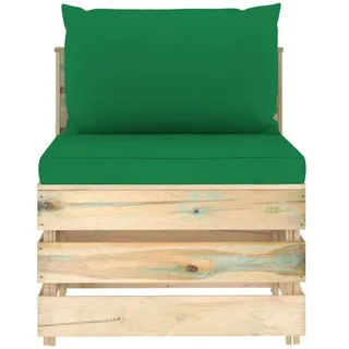 vidaXL Modulares Mittelsofa mit Kissen Grün Imprägniertes Holz - Grün